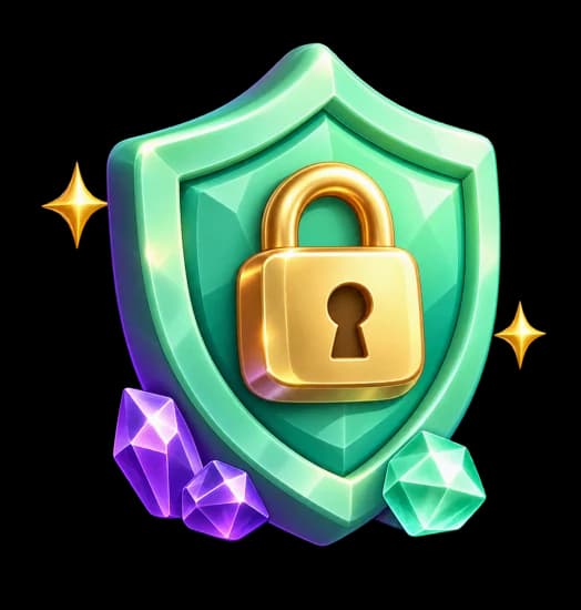 A crystal shield with a golden lock